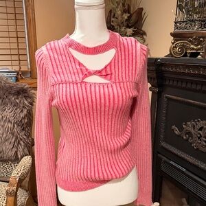 Chic Pink Cutout Sweater